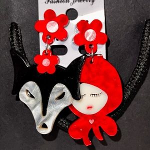 Little red riding hood and the wolf earrings